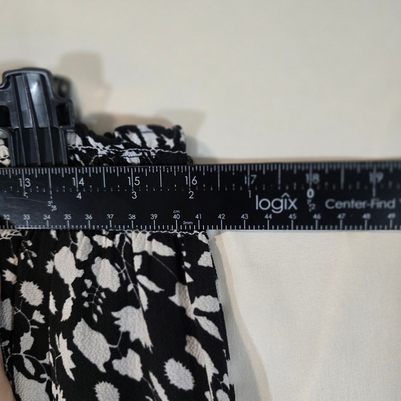 MAX STUDIO Black White Floral Tiered Maxi Skirt Elastic Waist L - Picture 7 of 7